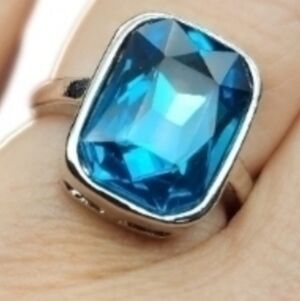 Aqua Blue Stone Silver Ring